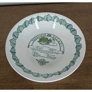 Vintage Garden Classics Spinach Salad Recipe Serving Bowl 1980s Royal China USA